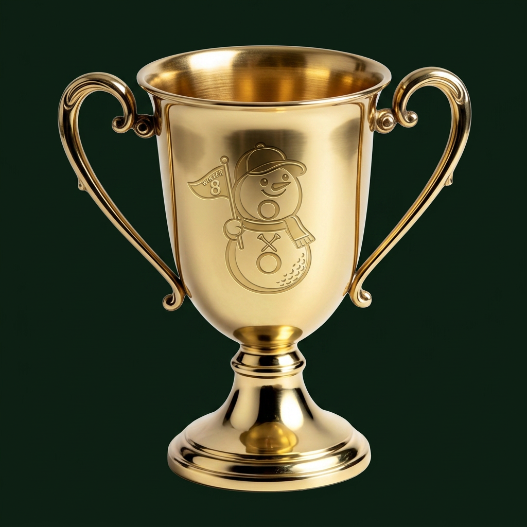 The Winter 8 golden golf trophy